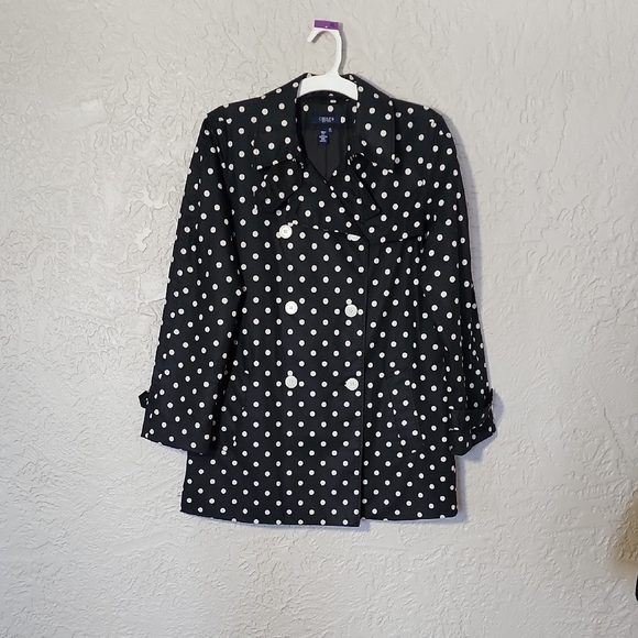 Black Polka Dot Double-Breasted Coat - Picture 1 of 4